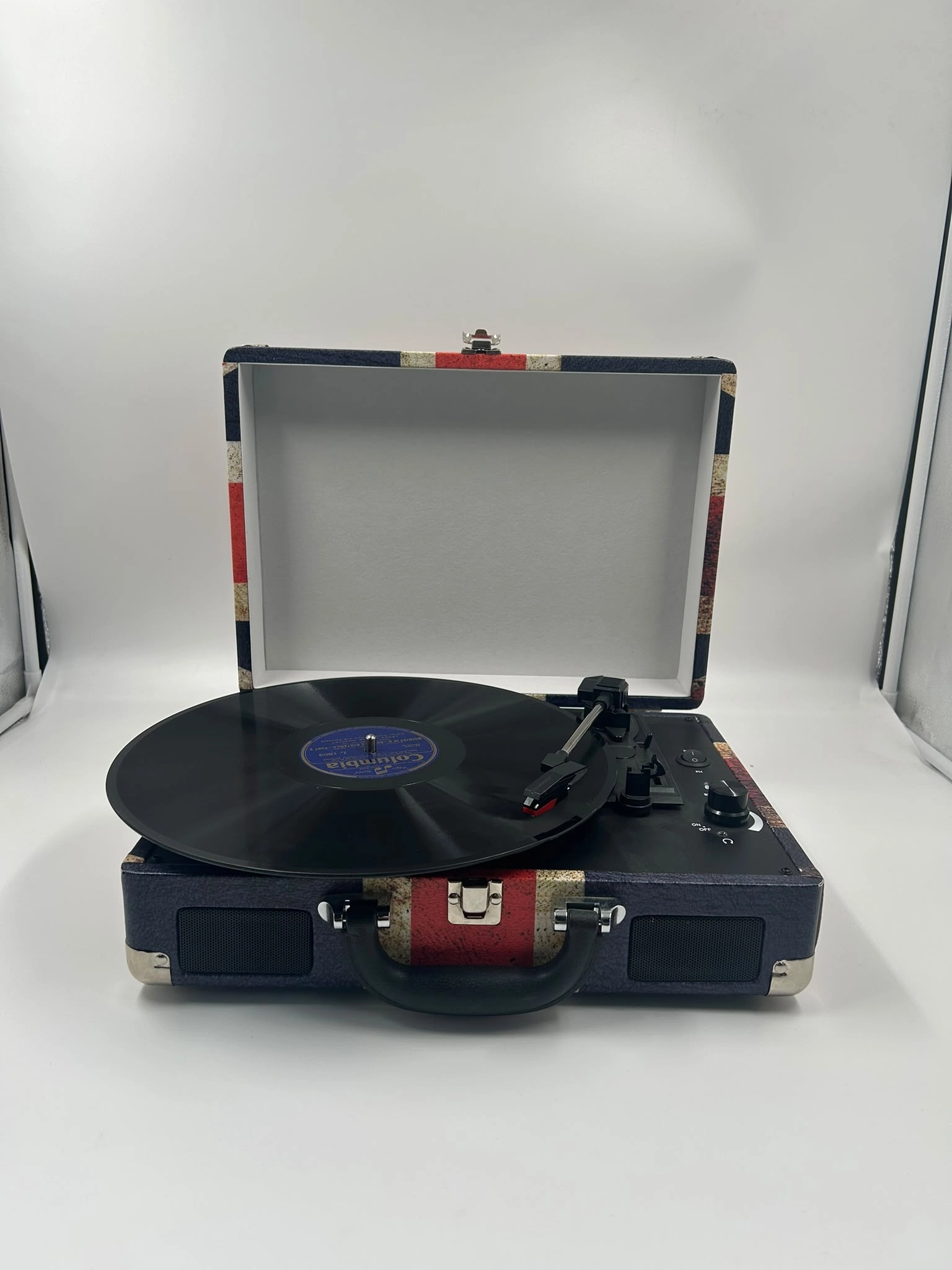 GDL Retro Çanta Pikap T317B - Birleşik krallık Bayrağı Temalı - Bluetooth, Şarjlı ve Taşınabilir Retro Plak Çalar