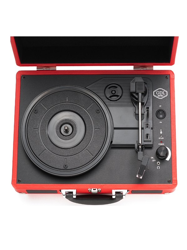 GDL Retro Plak Çalar T317B - Pro (Kırmızı-Bluetooth-Şarjlı)