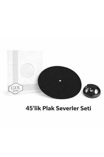 GDL Retro 45’lik Plak Severler Seti – 45’lik Plak Adaptörü + 45’lik Plak Kılıfı + Antistatik Ped