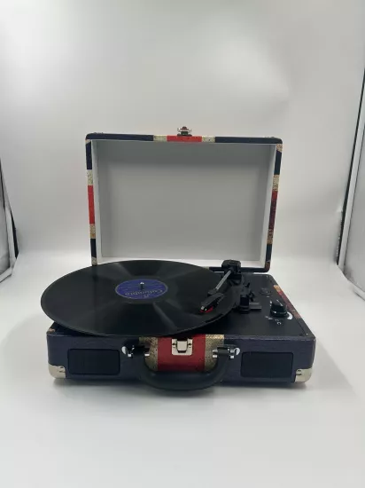GDL Retro Çanta Pikap T317B - Birleşik krallık Bayrağı Temalı - Bluetooth, Şarjlı ve Taşınabilir Retro Plak Çalar