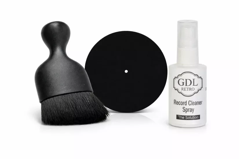 GDL Retro Plak Bakım Seti - Plak Temizleme Fırçası + Antistatik Ped + Plak Temizleme Spreyi