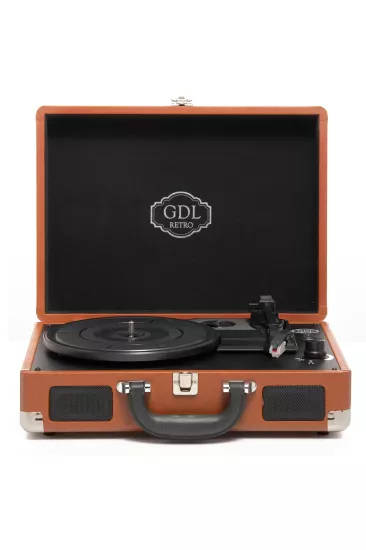 Kahverengi Şarjlı Bluetooth Plak Çalar GDL Retro T317B PRO | Taşınabilir Pikap