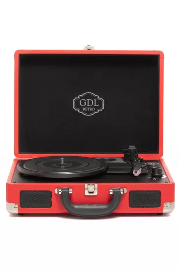 Kırmızı Şarjlı Bluetooth Plak Çalar GDL Retro T317B PRO | Taşınabilir Pikap