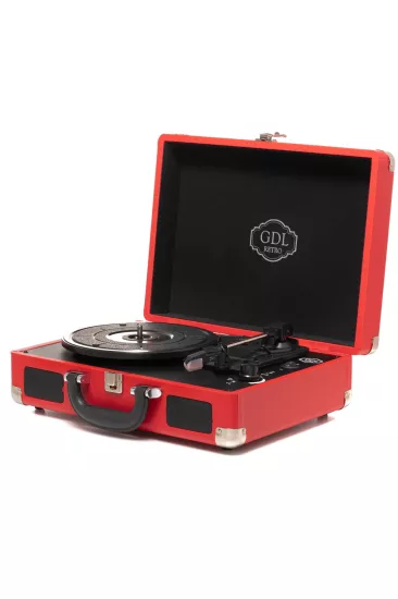 Kırmızı Şarjlı Bluetooth Plak Çalar GDL Retro T317B PRO | Taşınabilir Pikap