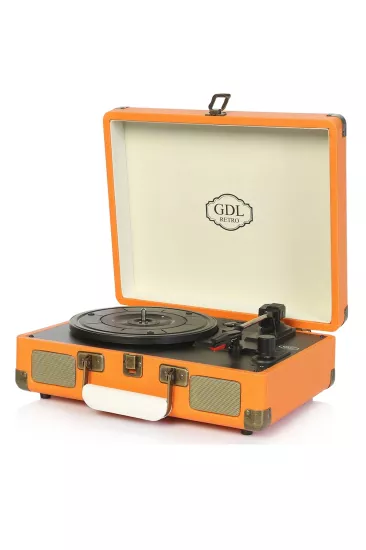 Turuncu Şarjlı Bluetooth Çanta Pikap GDL Retro T317B | Taşınabilir Plak Çalar