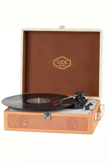 Krem Bluetooth’lu Çanta Pikap GDL Retro T417B | Hoparlörlü Plak Çalar