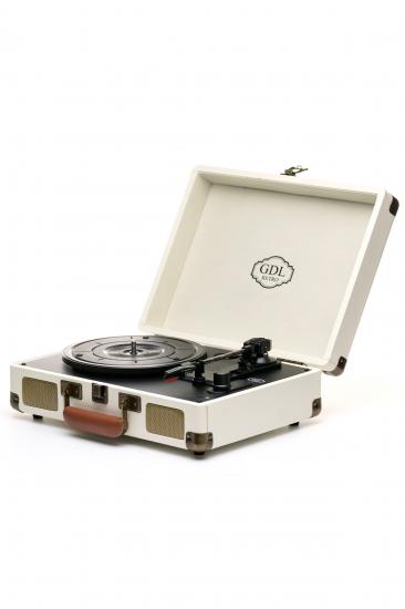 Krem Şarjlı Bluetooth Çanta Pikap GDL Retro T317B | Taşınabilir Plak Çalar