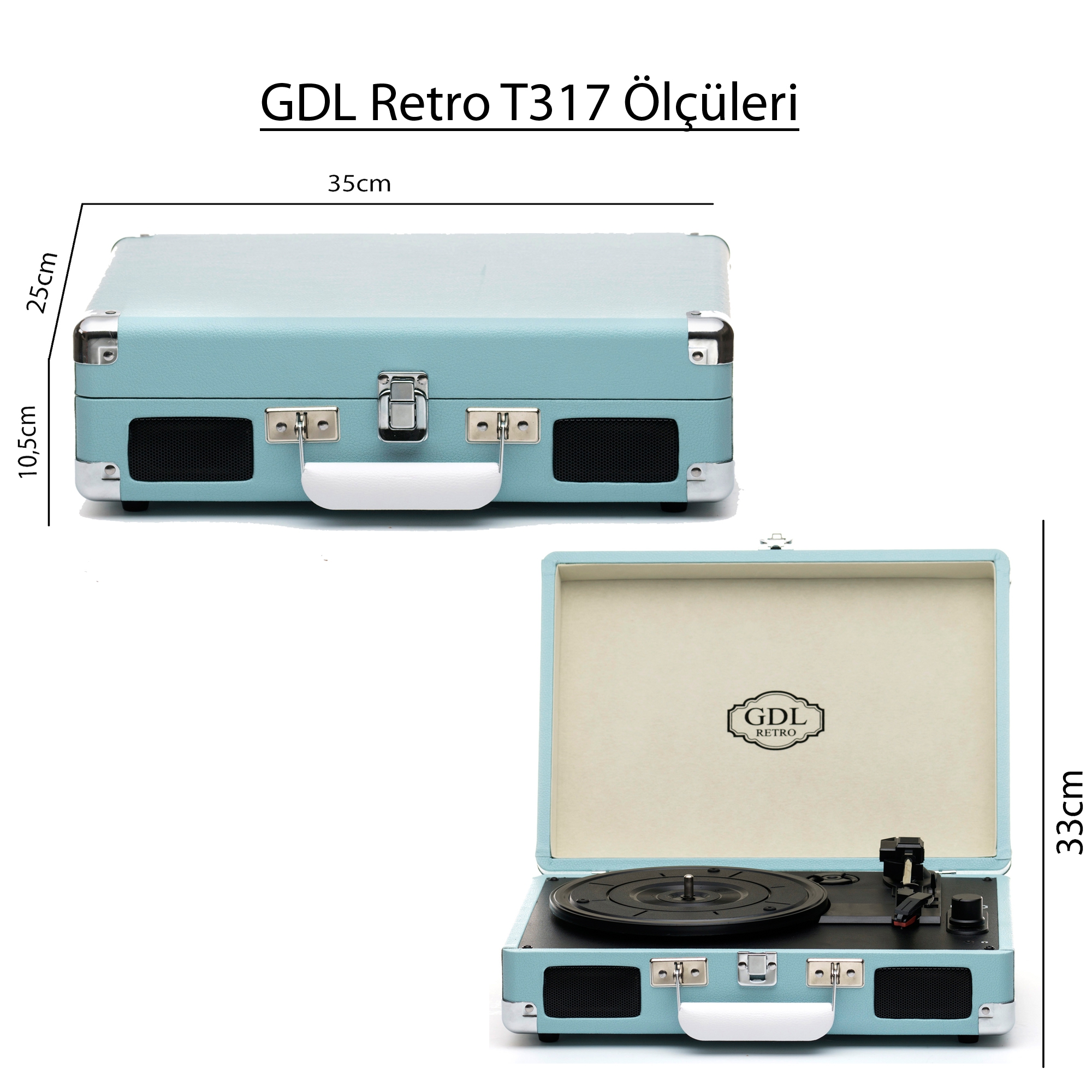 GDL Retro Çanta Pikap T317b - Mavi (Bluetooth ve Şarjlı)