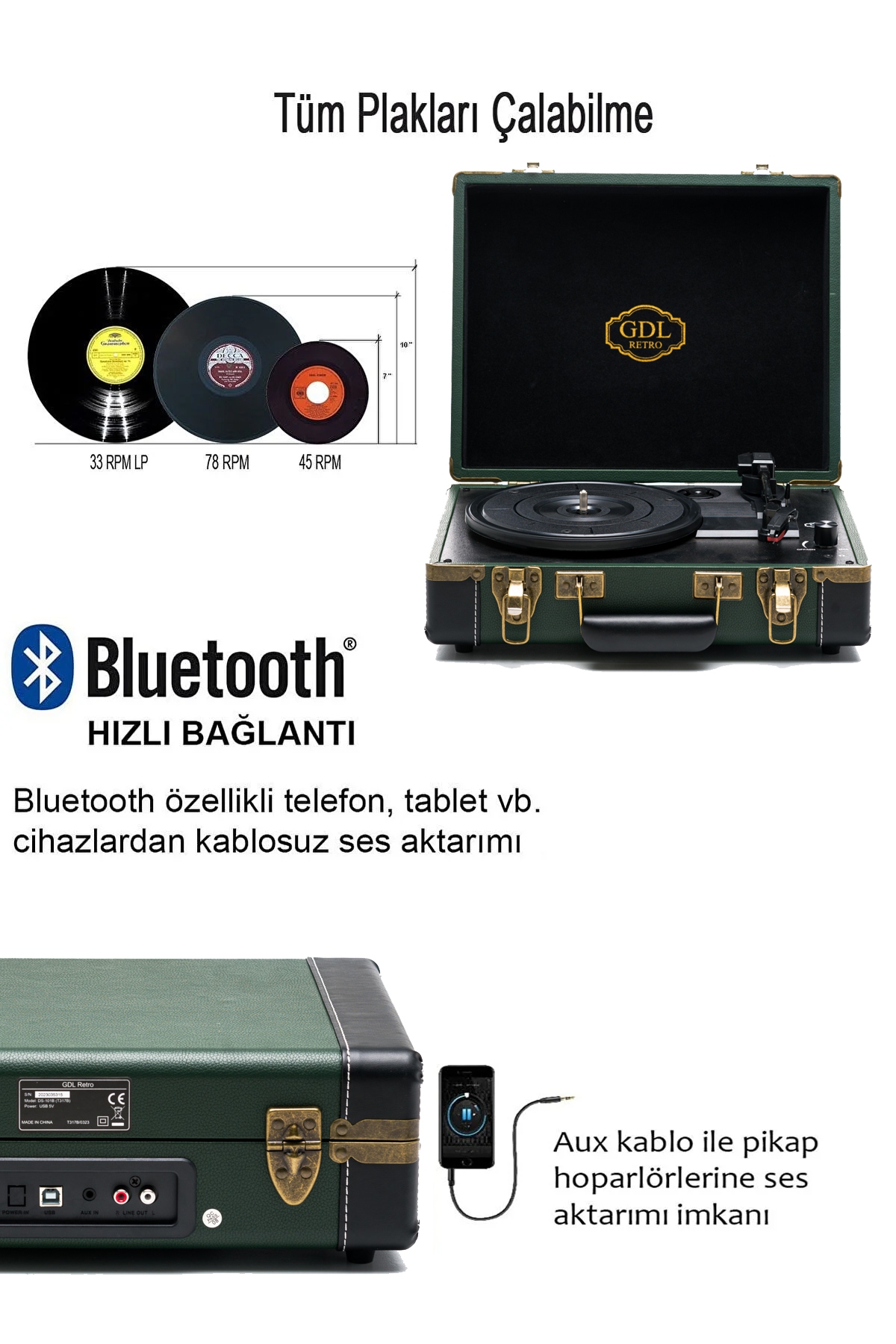 GDL Retro Çanta Pikap T317b (BLUETOOTH ŞARJLI) - Elite