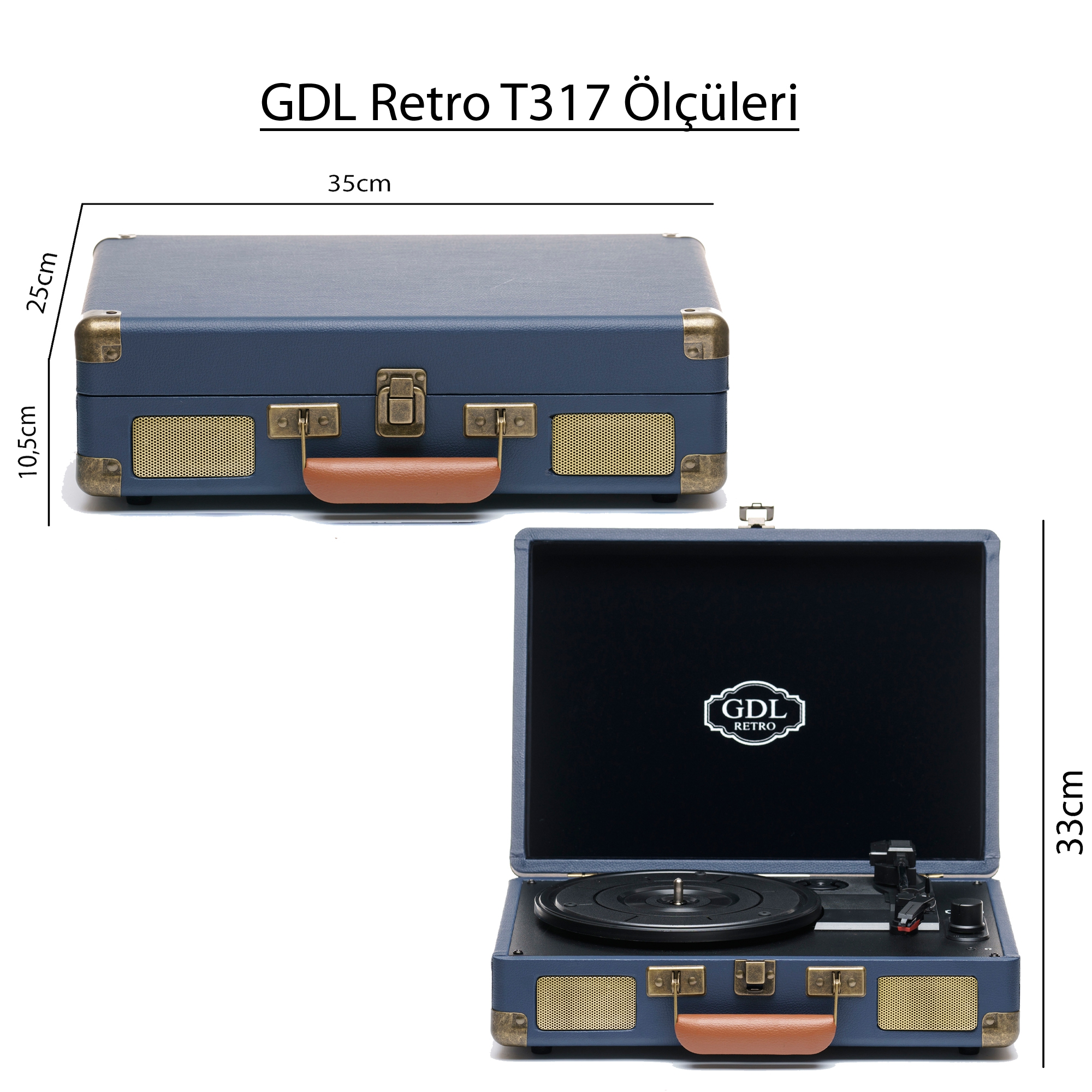 GDL Retro Çanta Pikap T317B Lacivert (Bluetooth-Şarjlı)