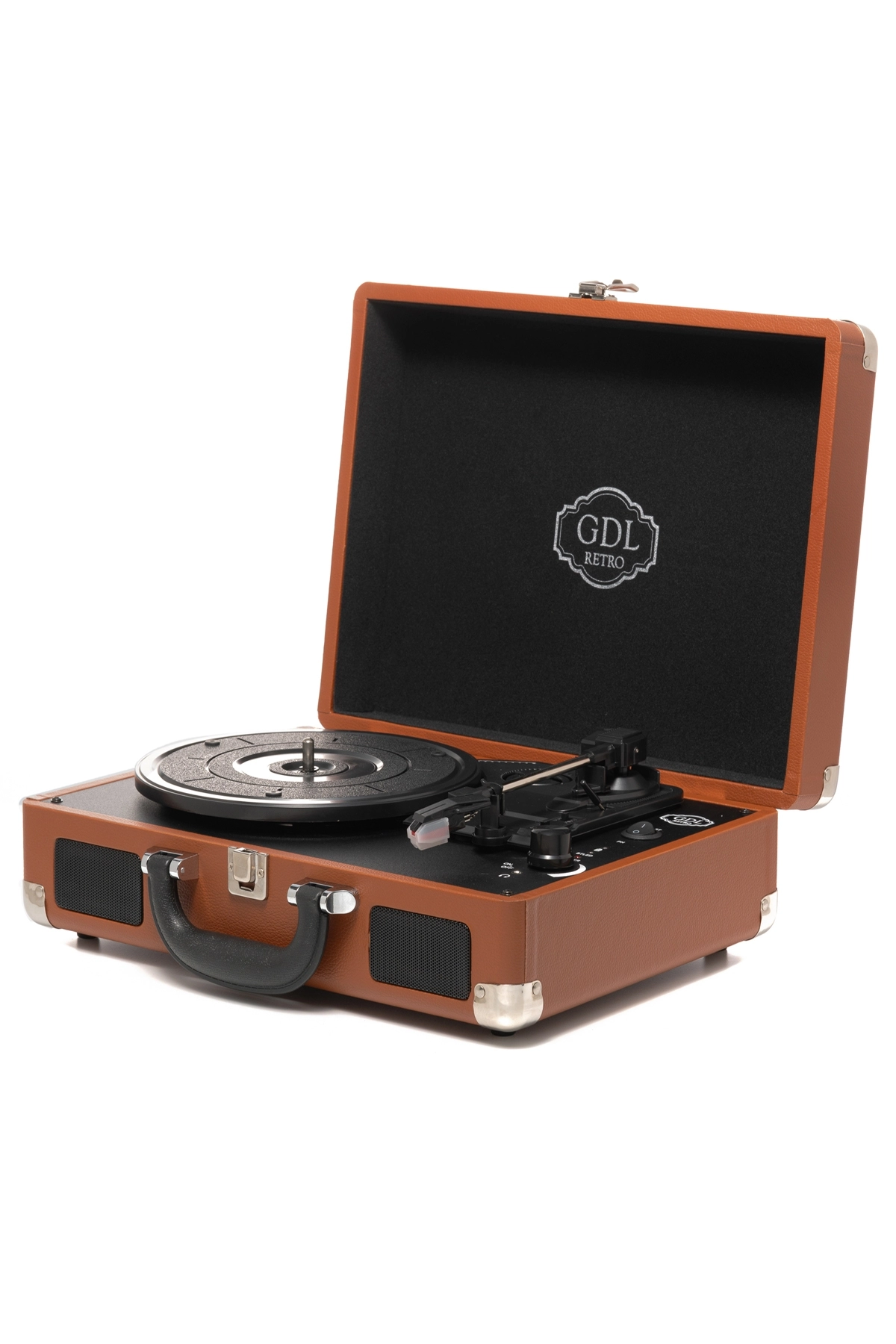 GDL Retro T317B PRO Kahve Plak Çalar – Bluetooth, Şarjlı ve Taşınabilir Pikap