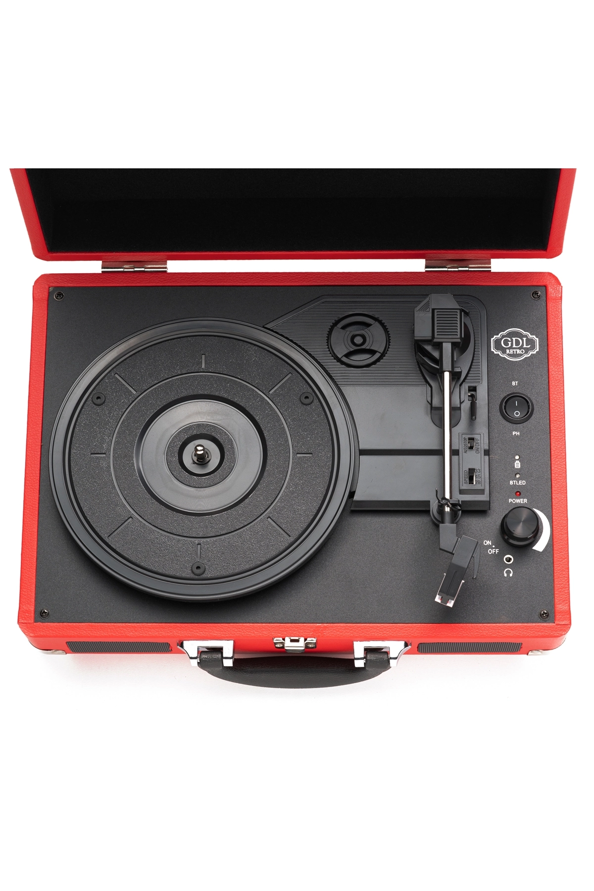 GDL Retro T317B PRO Kırmızı Plak Çalar – Bluetooth, Şarjlı ve Taşınabilir Pikap