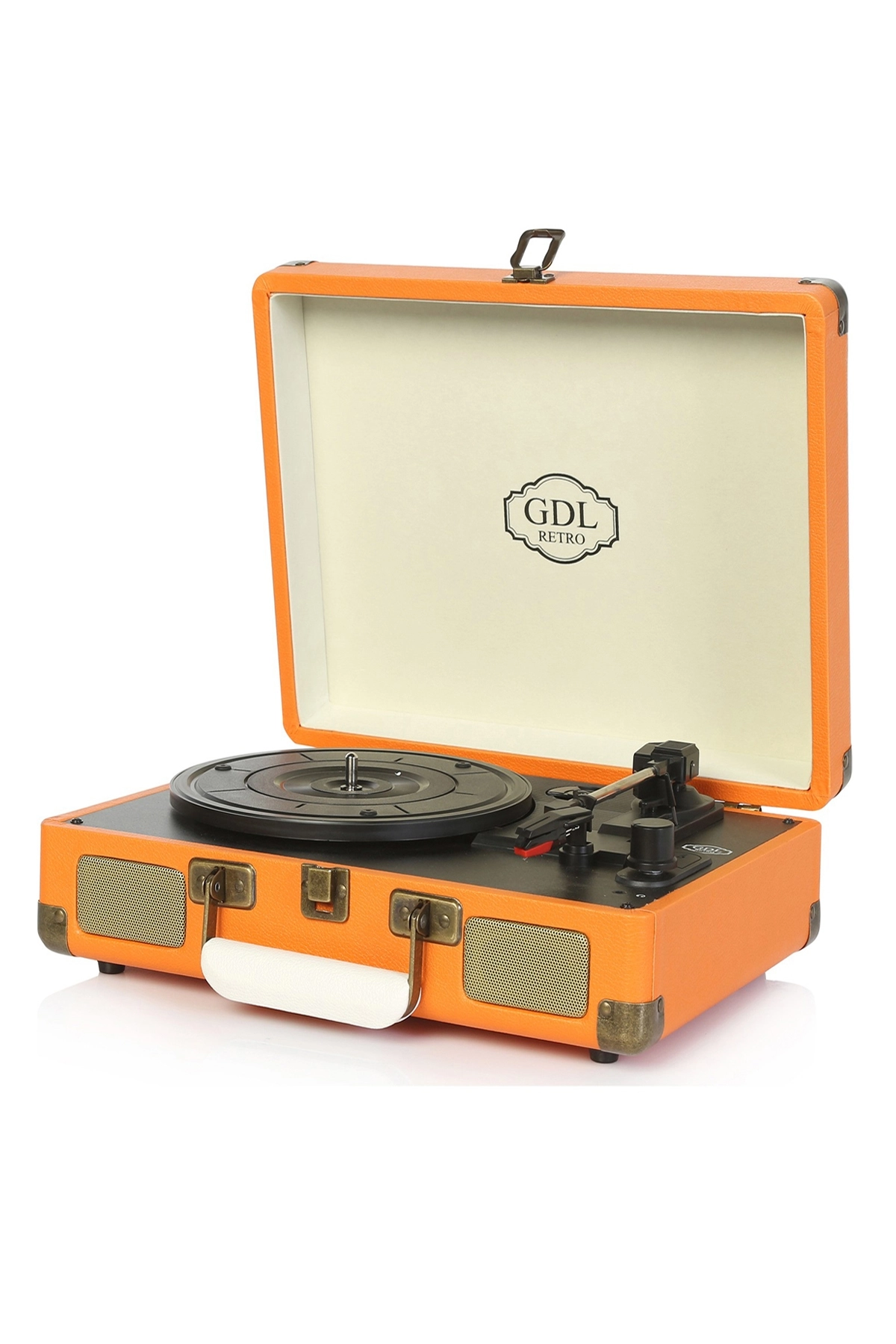 GDL Retro Çanta Pikap T317B Turuncu – Bluetooth, Şarjlı ve Taşınabilir Retro Plak Çalar