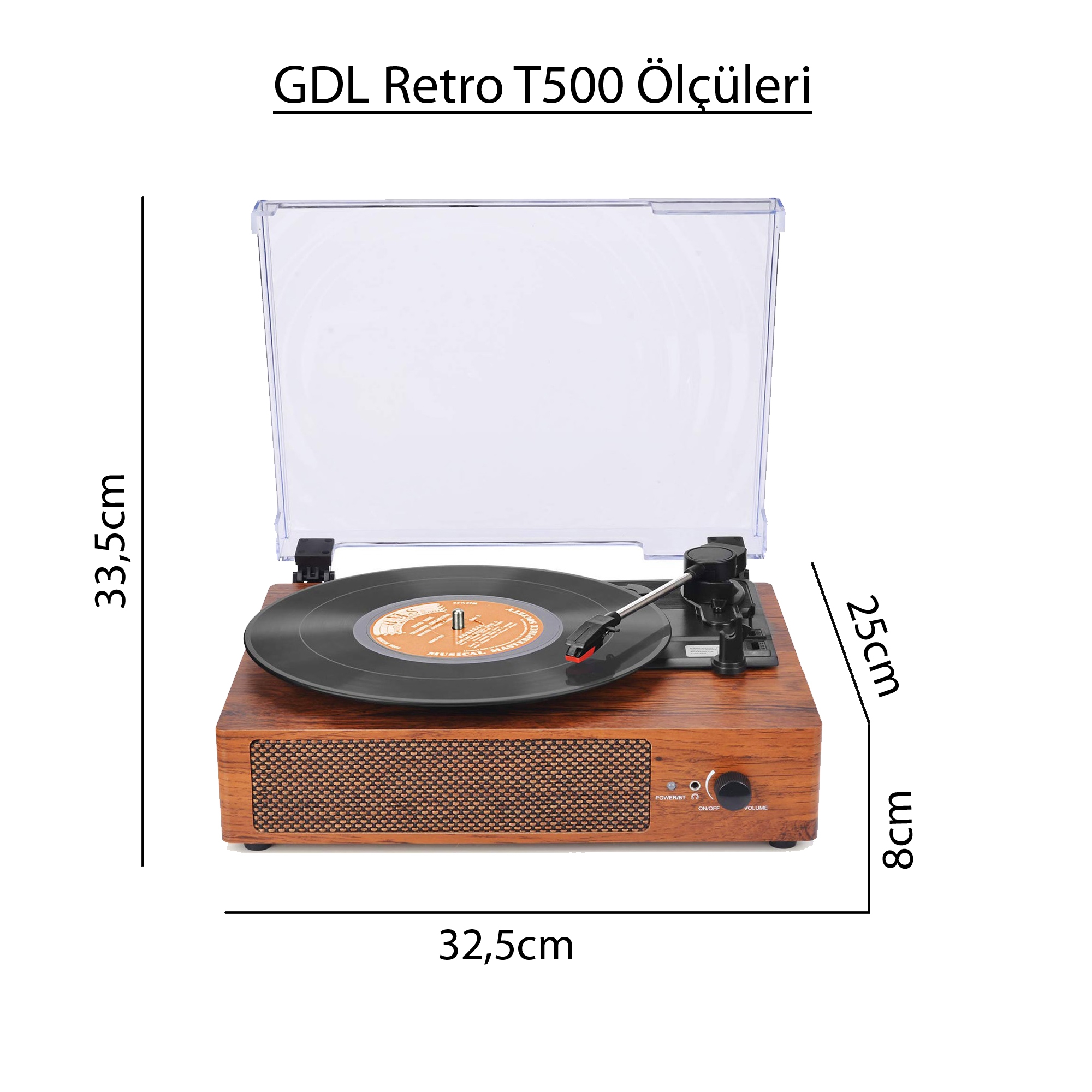GDL Retro T500 Oka Plak Çalar (Pikap - Bluetooth)