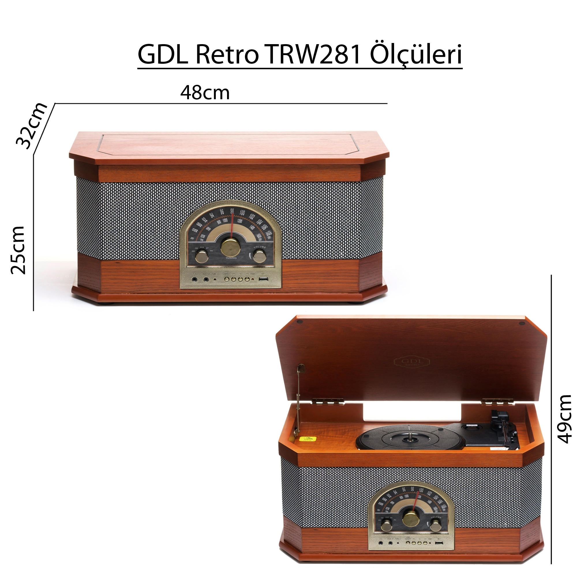 GDL Retro TR-W281 Nostalgic Turntable (Radio - Bluetooth - USB Player)