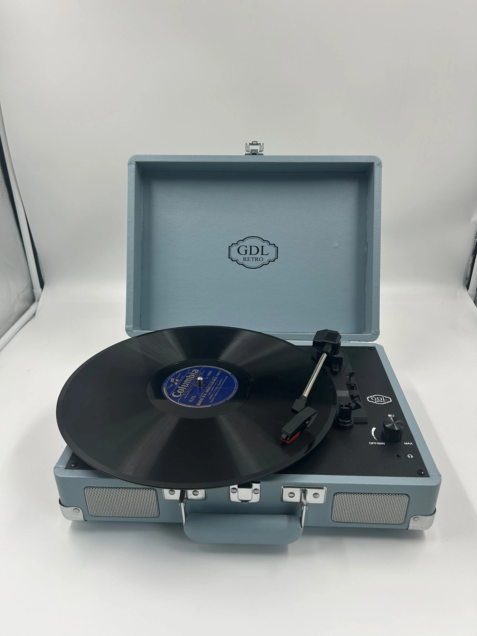 GDL Retro Çanta Pikap T317B GÖKYÜZÜ - Bluetooth, Şarjlı ve Taşınabilir Retro Plak Çalar